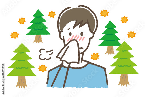 花粉症に悩む男性