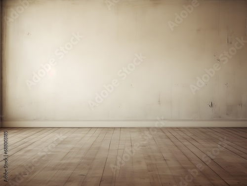 Simple room, off-white color Wall, vinyl Floor © Hasan