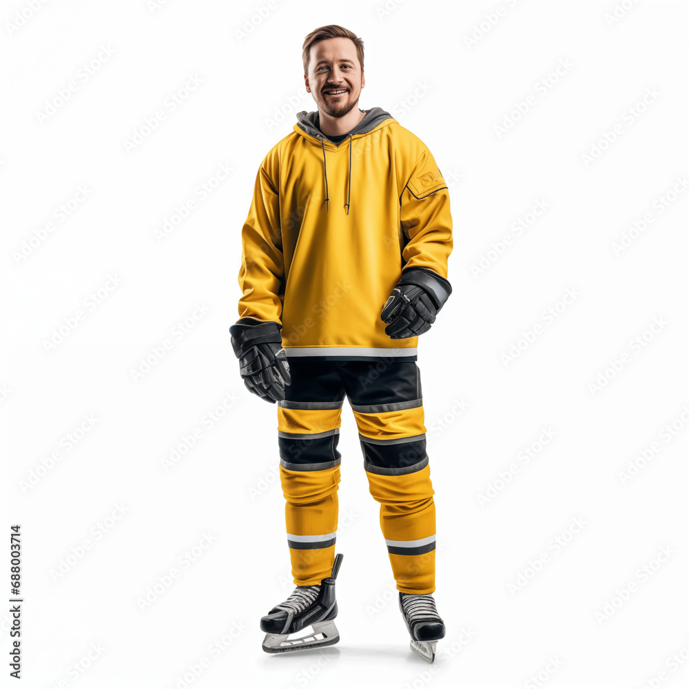 Portrait of energetic player playing hockey on ice Portrait of energetic player playing hockey on ice