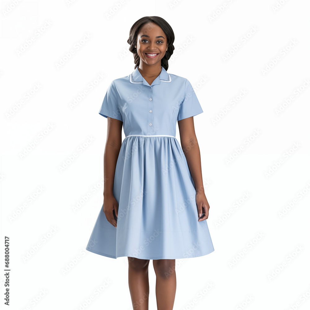 Portrait of female african american doctor full length looking at camera isolated on white Portrait of female african american doctor full length looking at camera isolated on white