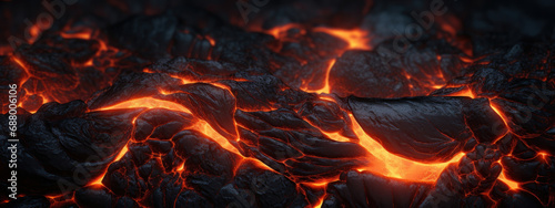 Vivid lava texture in eruption.
