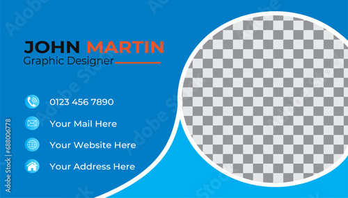 Double-sided creative business card design template. business card design.Blue modern creative business card 