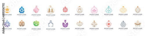 luxury bottle perfume logo template set design template.symbol for cosmetic beauty salon, product, skin care.