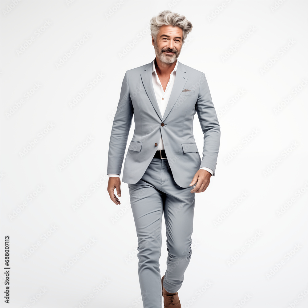 Old Businessman in business casual. Man, happy smiling. Half length portrait isolated on white. Old Businessman in business casual. Man, happy smiling. Half length portrait isolated on white.