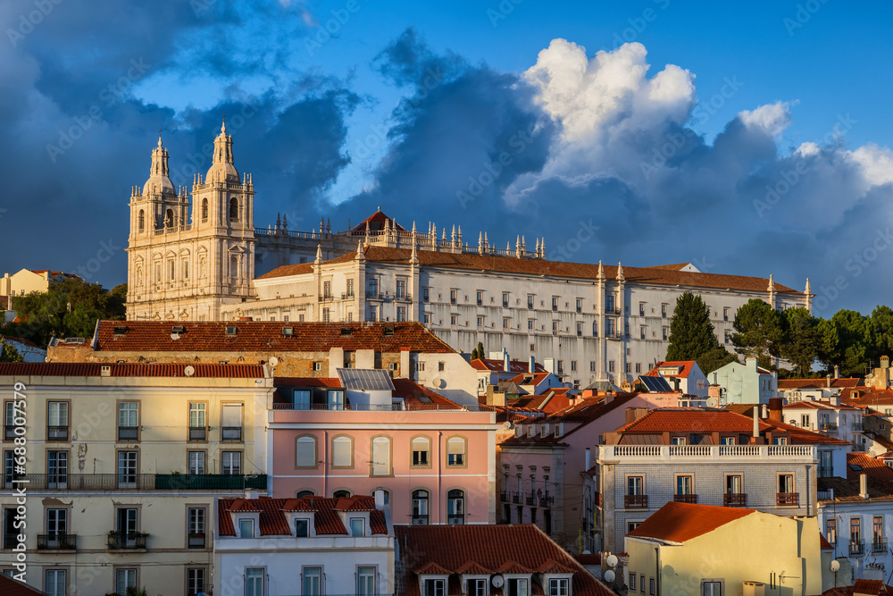 Portugal, Lisbon District, Lisbon, Houses surrounding Church and Monastery of Sao Vicente de Fora Portugal, Lisbon District, Lisbon, Houses surrounding Church and Monastery of Sao Vicente de Fora