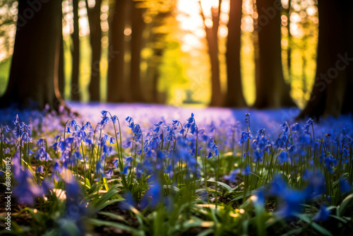 Bluebell Bliss, A Field of Vibrant Blue Blossoms, Nature's Symphony in Shades of Azure photo