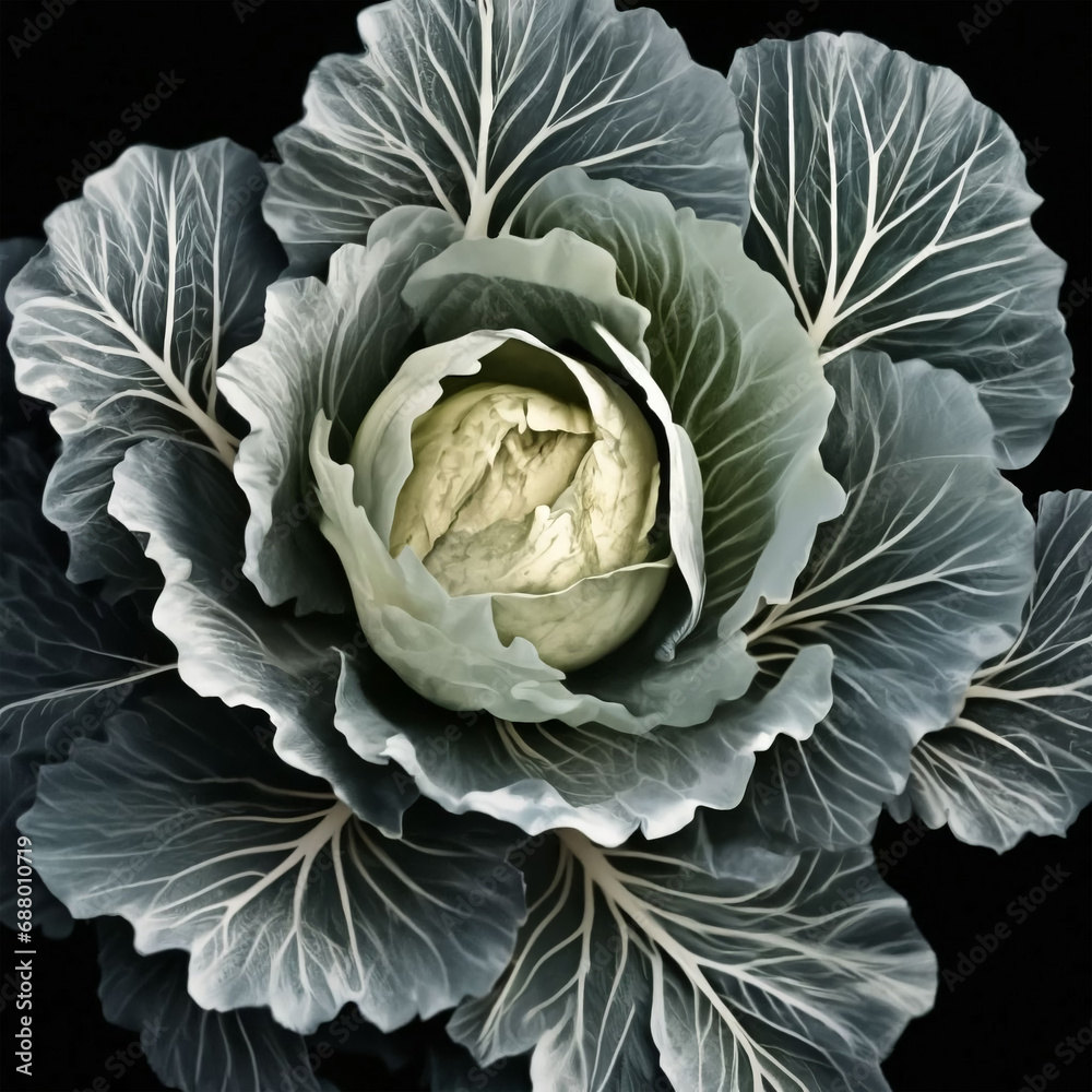 Obraz premium white cabbage on a black background