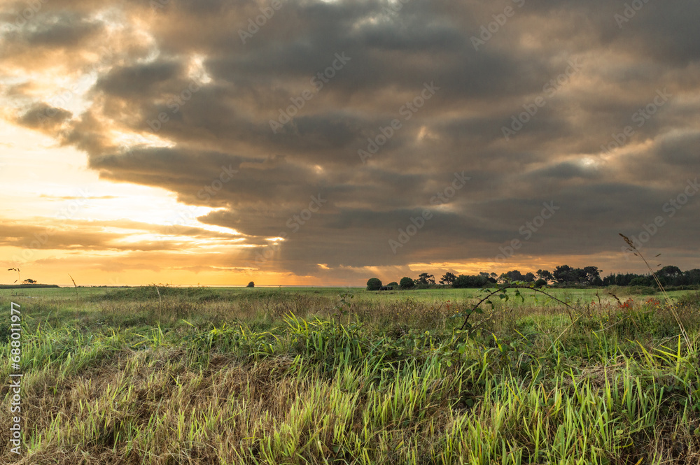 countryside landscape with cloudy sky