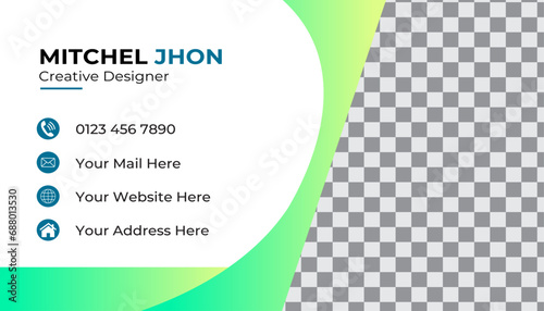    Double-sided creative business card  design template.Blue modern creative business card