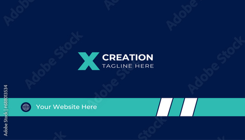    Double-sided creative business card  design template.Blue modern creative business card