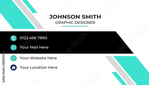    Double-sided creative business card  design template.Blue modern creative business card
