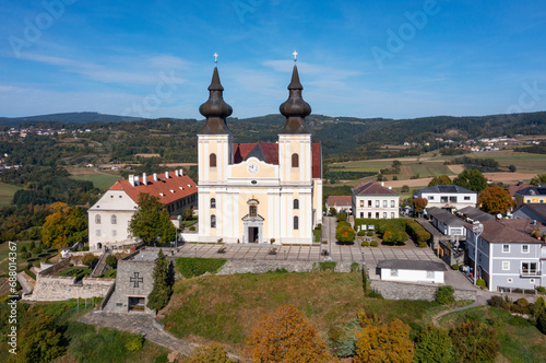 Austria, Lower Austria, Maria Taferl, Facade of rural basilica photo