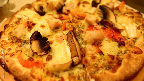 Close-up of the pizza. Full big basic pizza. food concept.