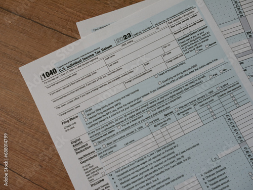 Wallpaper Mural W-2 and 1040 Tax Form. Tax Payment Concept. Filing Taxes Document on Table in Office. Individual Income Tax Return Torontodigital.ca