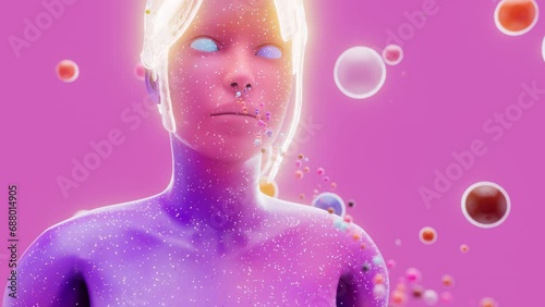 4K abstract animation of a woman and the smell sense photo