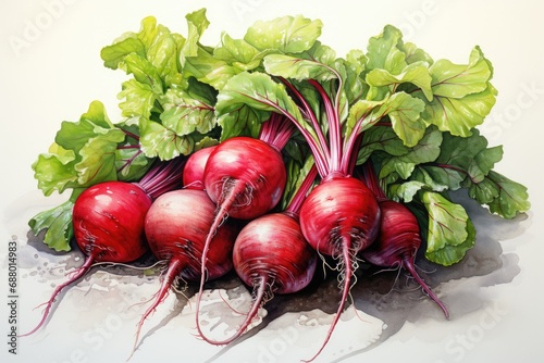 watercolor beetroot isolated on white , AI Generated