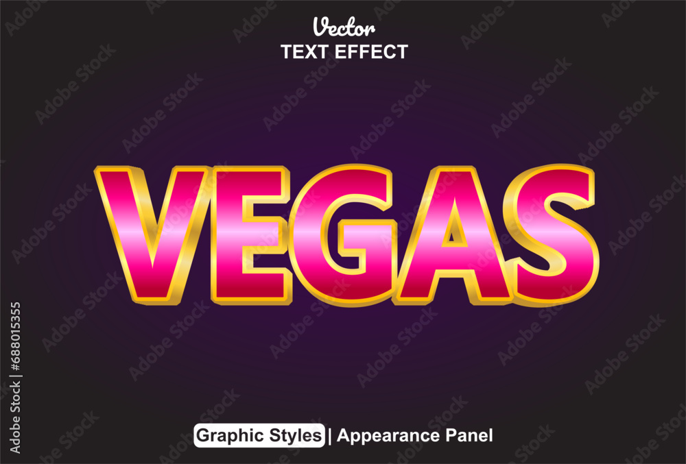 Vegas text effect with pink graphic style and editable.