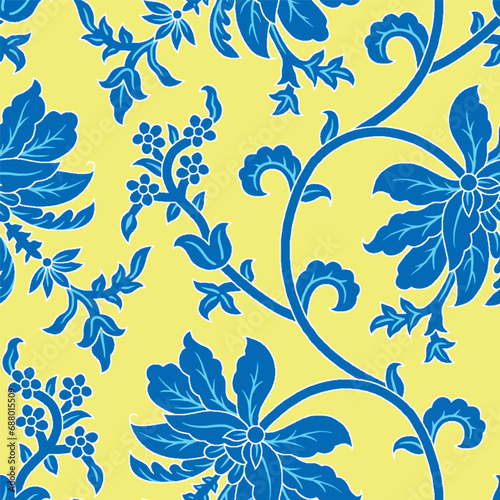 seamless pattern blue floral design ready for textile prints. 