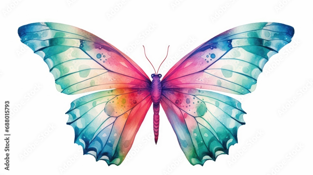 Fototapeta premium watercolor illustration colorful butterfly
