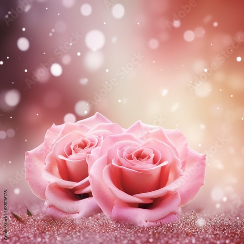 realistic rose in banner template, abstract background, bokeh, elegant, glitter, AIGENERATED