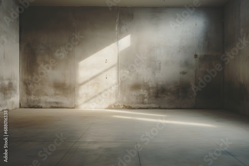 Simple room, wisteria color Wall, concrete Floor