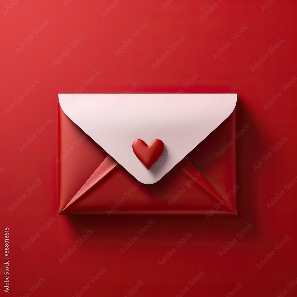 envelope with heart on red background envelope with heart on red background