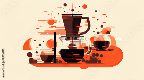 international coffee day illustration minimalist modern, Generative AI