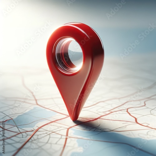 City map and red pin pointer location. Travel navigation GPS concept. photo