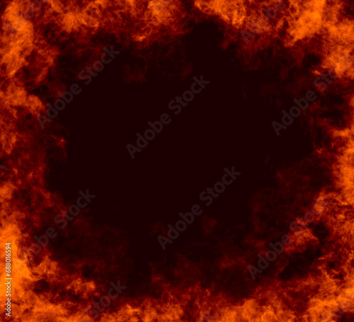 Fire frame texture. Fire smoke over black background. Red fog and mist effect on black background. Overlay effect