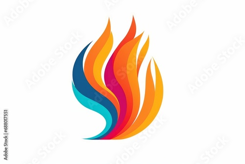 Fire, flame. Red flame in abstract style on white background. Flat fire. Modern art isolated graphic