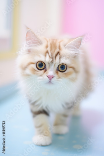 dreamy aesthetic kitten with big round eyes