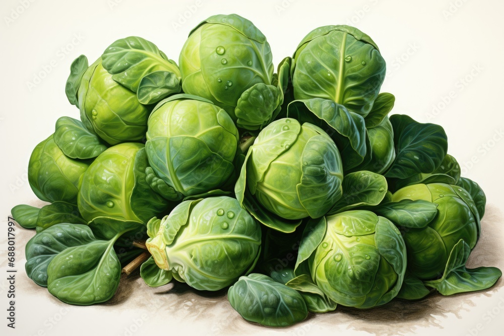 watercolor brussels sprouts isolated on white , AI Generated watercolor brussels sprouts isolated on white , AI Generated
