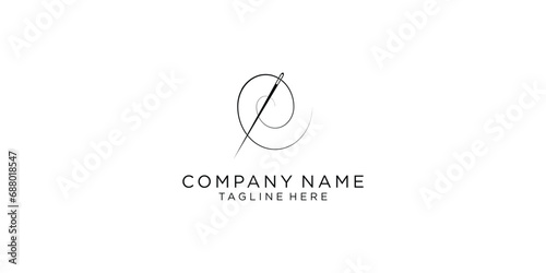 Simple sewing needle logo design template with modern concept| premium vector