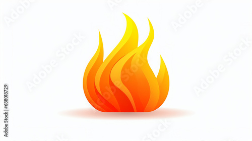 Burning Flame Icon on Isolated White Background - Abstract Design Element Representing Heat, Energy, and Combustion in a Graphic Illustration of Passionate Fiery Symbolism.
