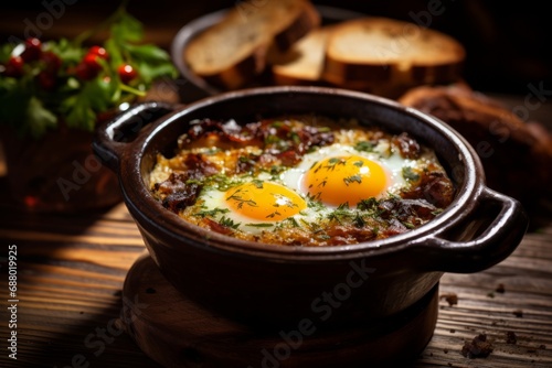 Homemade British Caudle, a Nutritious Blend of Eggs, Ale, and Spices, Presented in a Ceramic Bowl
