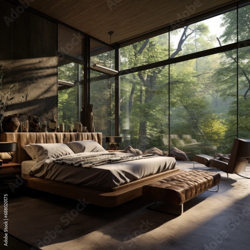 Cozy Bedroom with a Scenic View photo