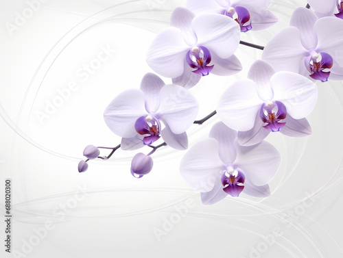 cute orchid on a branch on a lilac background photo