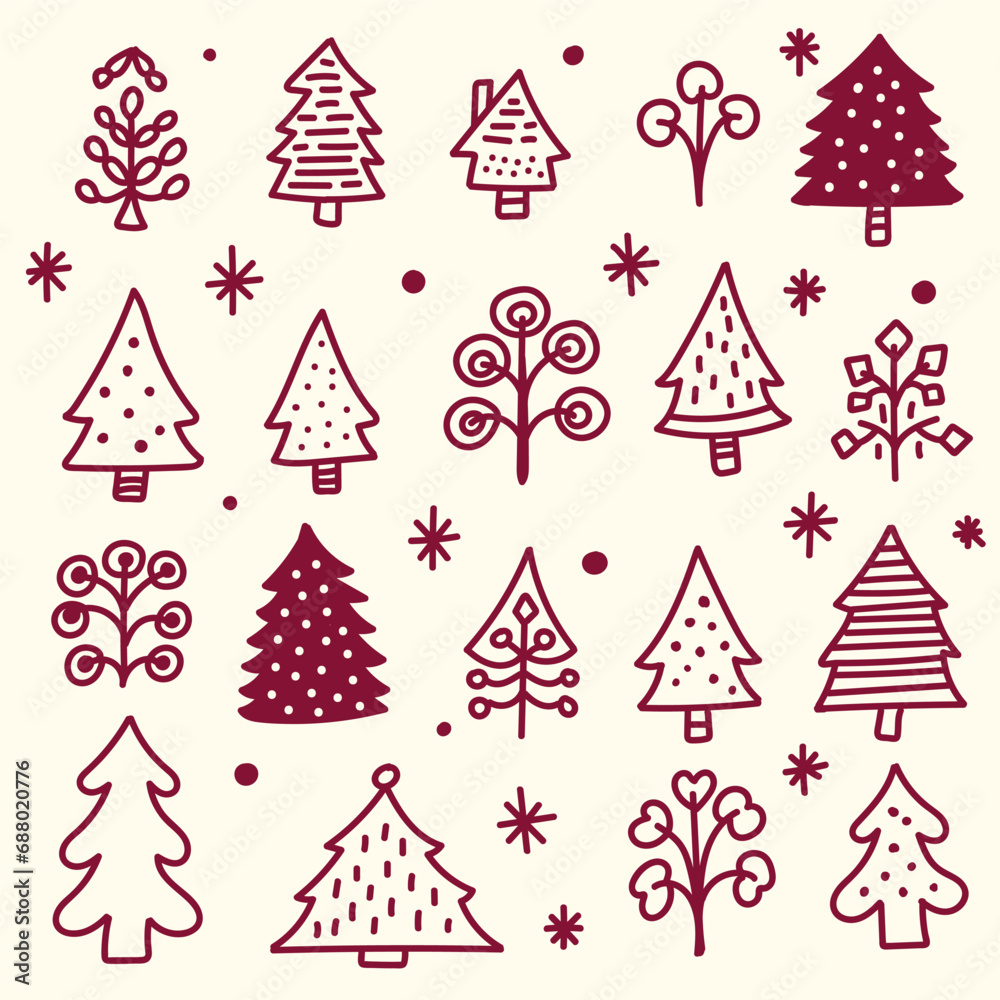 christmas tree doodle icons christmas tree doodle icons