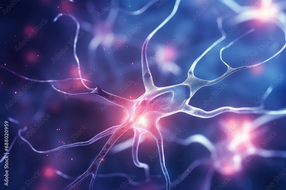 Glowing Neuron Network In Brain Glowing Neuron Network In Brain
