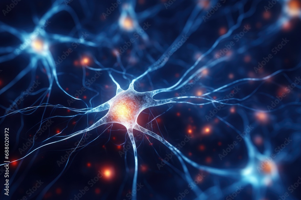 Glowing Neuron Network In Brain Glowing Neuron Network In Brain