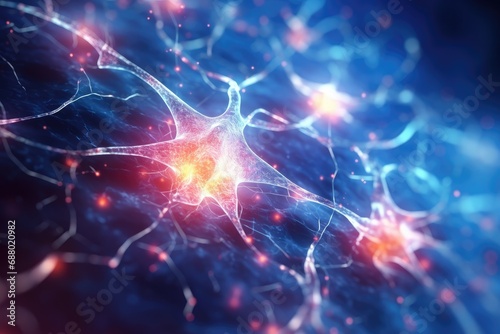 Glowing Neuron Network In Brain