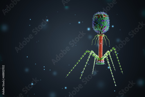 Fotografie The concept of bacteriophages infecting bacteria