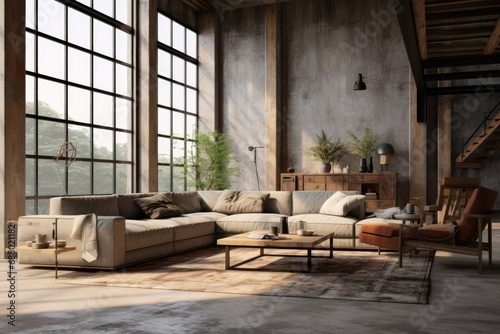 Organic industrial design living room © ChaoticMind