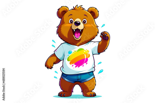 A Cartoonish Bear in a Playful Pose (PNG 10800x7200)