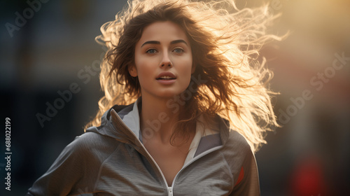 candid pretty young woman in a sport wear running outdoor