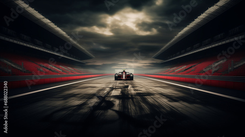 defocused blurred motion of a racing car