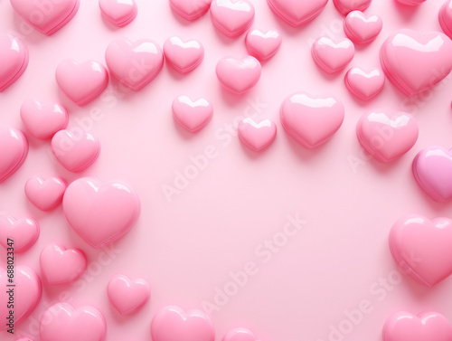 many red pink white marzipan heart background, Ai generation, many red pink white plasticine heart background,