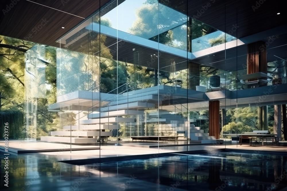 Modern Glass Architecture Emphasising Transparency and Openness
