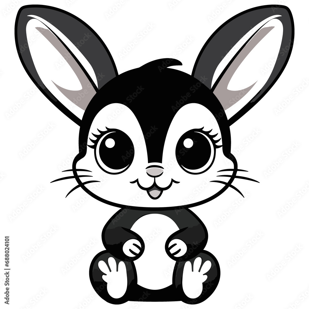 Cute bunny illustration, isolated on transparent background.