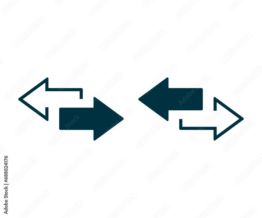 Left right arrows vector icon. Transfer arrows icon. 2 side arrow icon Left right arrows vector icon. Transfer arrows icon. 2 side arrow icon